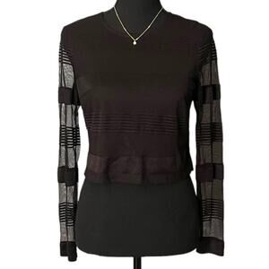 3/$15 Lumier by Bariano Long-sleeved Meshed Black Crop Top Blouse XS